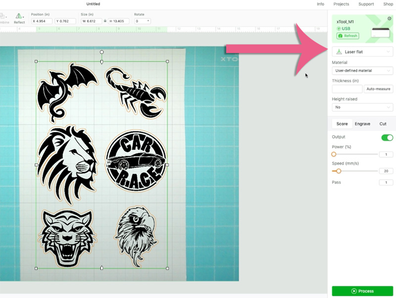 how to create stickers using xtool m1