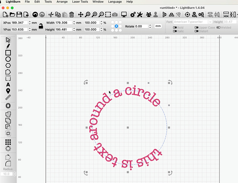 how to wrap text around a circle in lightburn