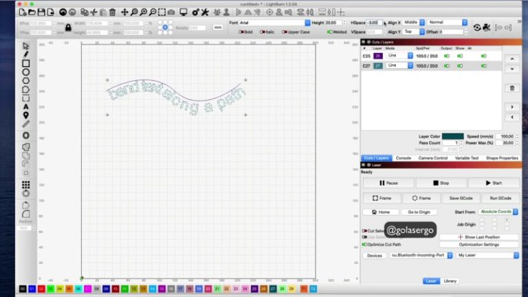 How to Bend Text Along a Path in Lightburn